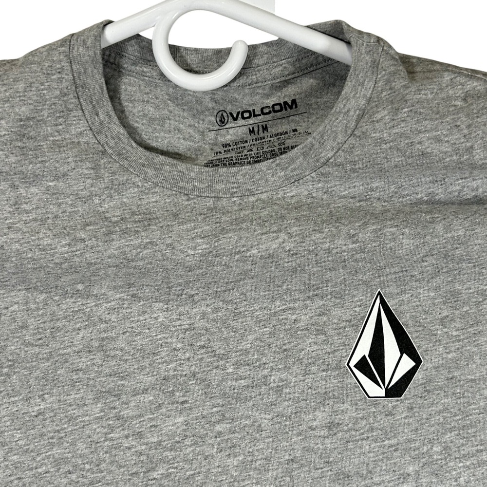 Volcom Mens Long Sleeve Graphic T-Shirt Heather Gray Stone Logo Size Medium